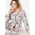 Bow Eiffel Tower Women's Flannel Long Sleeve Classic 2 Piece Pajamas (1X-3X)